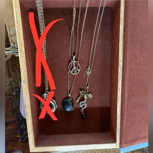 LUCKY BRAND Necklaces x2 double peace sign pendant & snake pendant necklaces